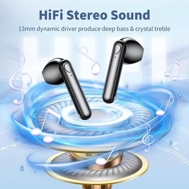 Alt view image 2 of 7 - Jrwaro Wireless Earbuds Bluetooth 5.4 Headphones IPX7 Waterproof Earbuds