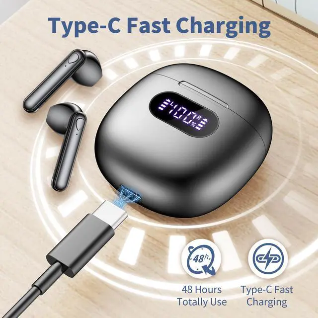 Alt view image 3 of 7 - Jrwaro Wireless Earbuds Bluetooth 5.4 Headphones IPX7 Waterproof Earbuds