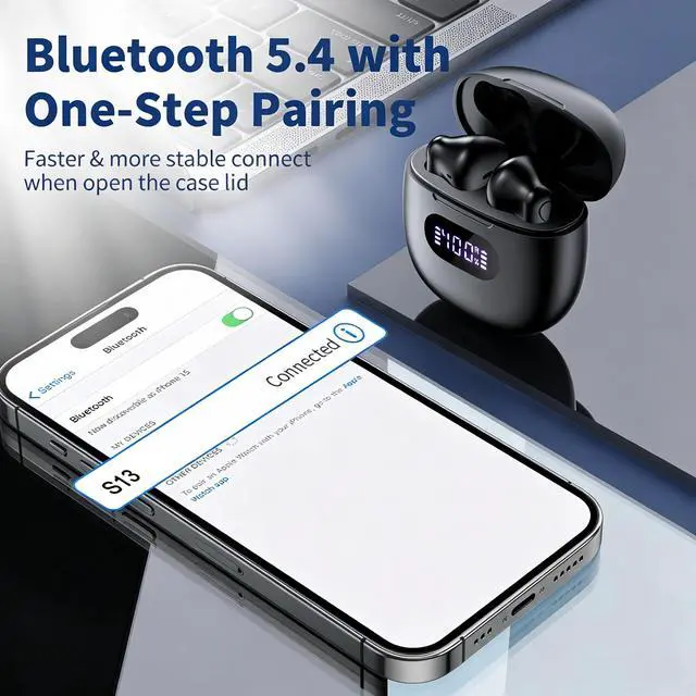 Alt view image 5 of 7 - Jrwaro Wireless Earbuds Bluetooth 5.4 Headphones IPX7 Waterproof Earbuds