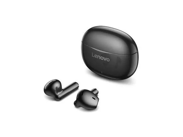 Alt view image 3 of 4 - Lenovo E310 True Wireless Earbuds, Bluetooth 5.3 TWS Headphones with 13mm Drivers, AI Noise Reduction Mic, Up to 20H Battery with Case, USB-C Charging, IPX4 Water Resistant, Touch Control, Black