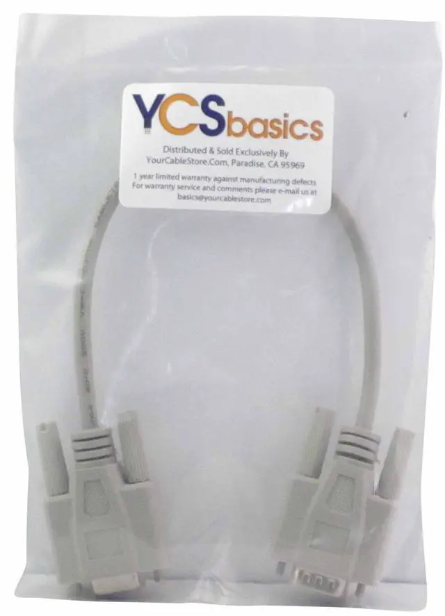 Alt view image 2 of 2 - YCS basics 1 Foot DB9 9 Pin Serial / RS232 Male/Female Extension Cable