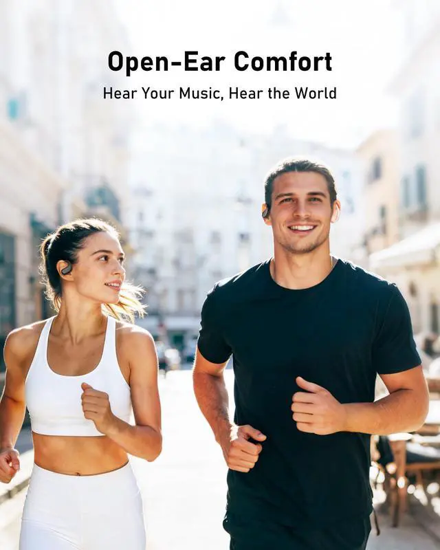 Alt view image 2 of 7 - WIVTAK Open Ear Headphones Bluetooth 5.4, 62H Playtime, Air Conduction Wireless Earbuds with Ergonomic Earhooks, ENC Mic,IPX5,Physical Buttons, Comfort-Fit for Running, Cycling, Workouts
