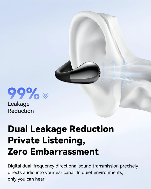 Alt view image 6 of 7 - PearlClip Pro - Open Ear Clip-on Earbuds - Black Bluetooth 6.0 LDAC Hi-Res Spatial Sound Comfortable for Sports Workout,12mm Drivers,24H Playtime Fast Charge, IPX5