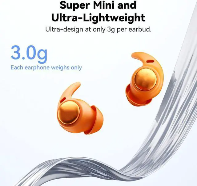 Alt view image 4 of 7 - NE76 Sleep Earbuds Bluetooth 5.4 in Ear, AI Translation Headphones Real Time 150 Languages, Waterproof Mini Sleep Headphones Small Design for Side Sleepers for Travel Education Business Meeting Orange