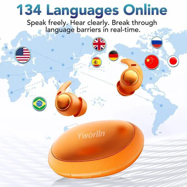Alt view image 3 of 7 - NE76 Sleep Earbuds Bluetooth 5.4 in Ear, AI Translation Headphones Real Time 150 Languages, Waterproof Mini Sleep Headphones Small Design for Side Sleepers for Travel Education Business Meeting Orange