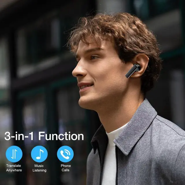 Alt view image 3 of 6 - Language Translation Earbuds Built-in 3 Mics 42dB Hybrid Noise Reduction