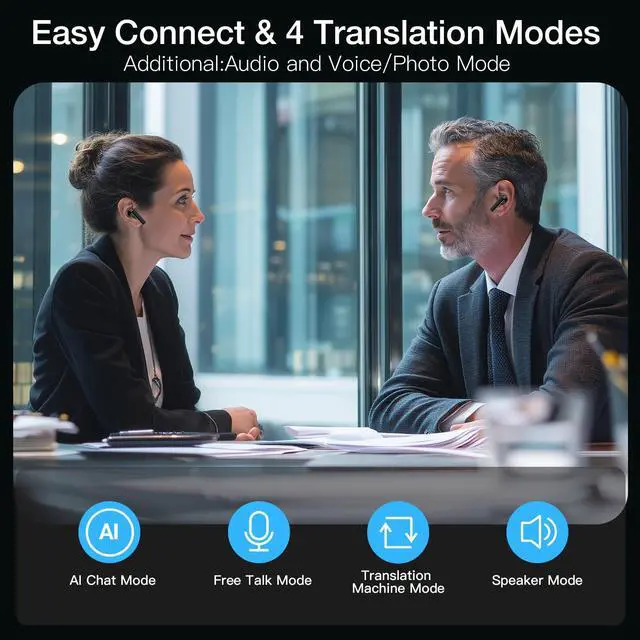 Alt view image 5 of 6 - Language Translation Earbuds Built-in 3 Mics 42dB Hybrid Noise Reduction