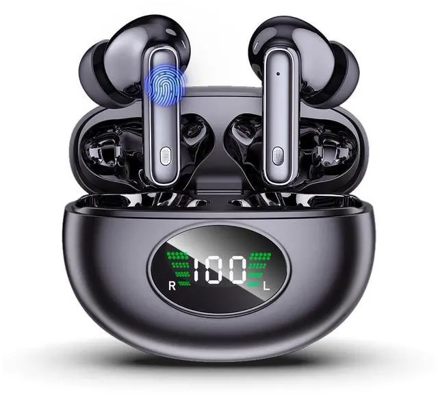 Main image of GNZUQ Wireless Earbuds, Bluetooth 5.4 Headphones HiFi Stereo 90H Playback LED Digital Display Ear Buds with Language Translator, Waterproof Earphones for Gym/Running/Work