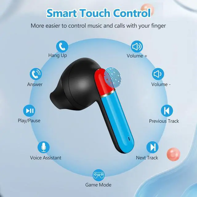 Alt view image 2 of 7 - Awaiymi 1 Pack Kids Adults Wireless Earbuds, Bluetooth 5.3 Touch Control Wireless Earbuds for Kids Adults with Charging Case,Ear Buds for Gifts