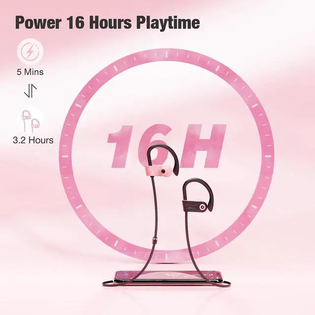 Alt view image 4 of 7 - Boean Bluetooth Headphones, Wireless Earbuds with 16 Hours Bluetooth 5.3 Wireless Headphones HD Deep Bass Stereo IPX7 Waterproof Earphones for Sports Headset AI Music Generation