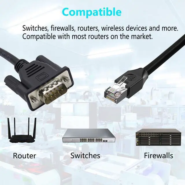 Alt view image 6 of 7 - LANMINGLEL RJ45 to DB9 Cable RJ45 Male to DB9 9-Pin Male RS232 Serial Port Cat5 Ethernet LAN Console Cable RJ45 to RS232 Networking Devices Console Cable for Routers, Switches 0.5M