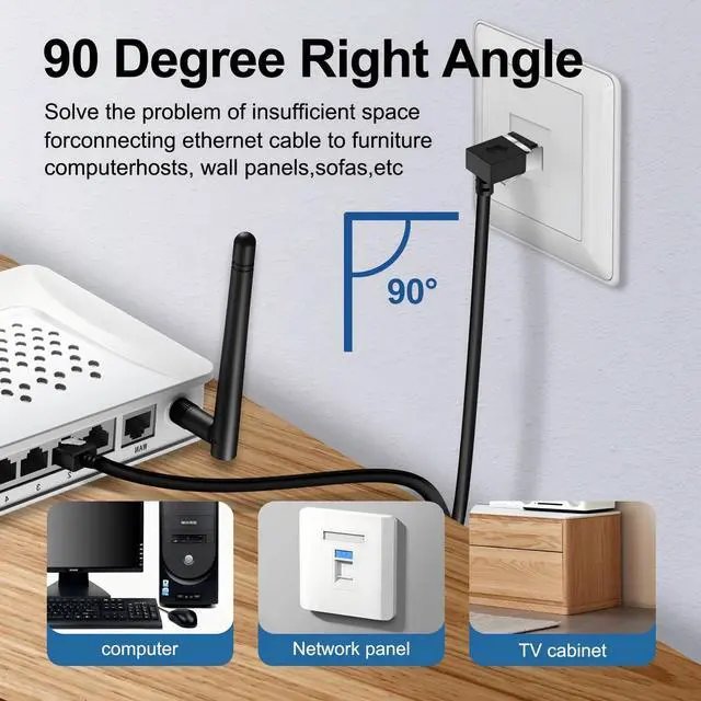 Alt view image 6 of 7 - Flexible Cat6 Ethernet Cable 270° Upward Angle 1.6FT, Gigabit UTP LAN Cable