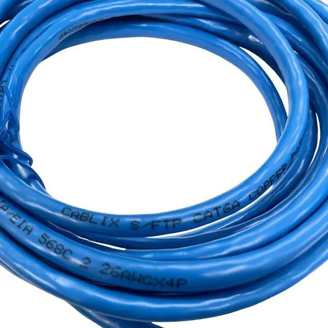 Alt view image 3 of 5 - Cablix S/FTP Cat 6A Shielded Patch Cord with Boot, 10ft, Blue High-Performance Ethernet Cable for Secure Networking