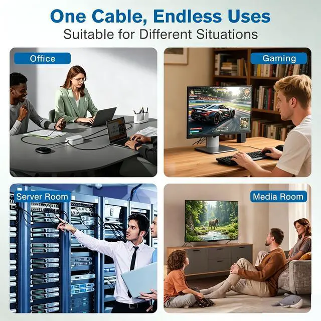 Alt view image 7 of 7 - Ercielook CAT8 Ethernet Cable 20 ft High Speed, 40Gbps 2000MHz for Gaming