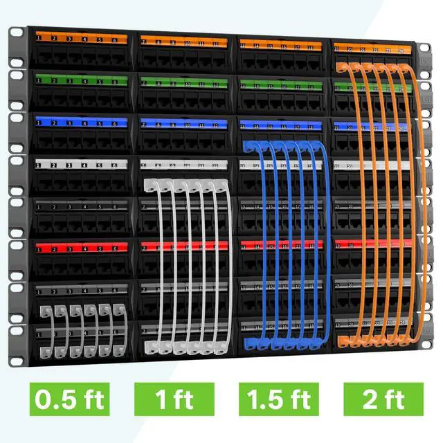 Alt view image 2 of 7 - LEKVKM Cat8 Ethernet Cable 0.5 ft, 6-Pack S/FTP Shielded LAN Network Cord, 40Gbps 2000MHz Heavy Duty High Speed, Ideal for Server Rooms, Routers, Switches Black