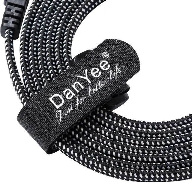 Alt view image 4 of 6 - DanYee Cat 8 Ethernet Cable, Nylon Braided 6.5ft CAT8 High Speed Professional Gold Plated Plug STP Wires CAT 8 RJ45 Ethernet Cable 3ft 10ft 16ft 26ft 33ft 50ft 66ft 100ft (Black 6.5ft)