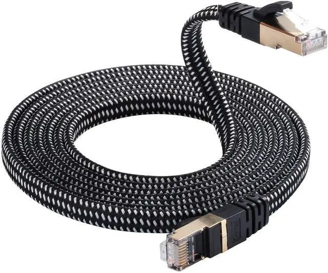 Alt view image 6 of 6 - DanYee Cat 8 Ethernet Cable, Nylon Braided 6.5ft CAT8 High Speed Professional Gold Plated Plug STP Wires CAT 8 RJ45 Ethernet Cable 3ft 10ft 16ft 26ft 33ft 50ft 66ft 100ft (Black 6.5ft)