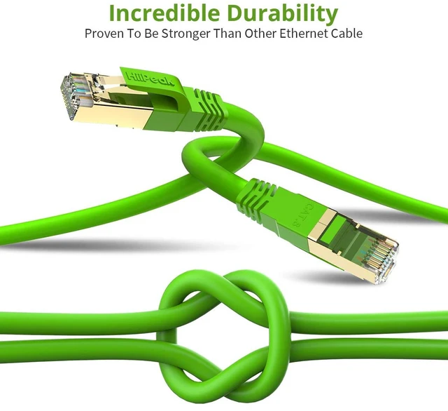 Alt view image 4 of 7 - Cat8 Ethernet Cable 30FT, Indoor&Outdoor Heavy Duty High Speed 26AWG Cat8 Network LAN Cable 2000Mhz, 40Gbps with Gold Plated RJ45 Connector Weatherproof S/FTP UV Resistant for Router Modem PC Green