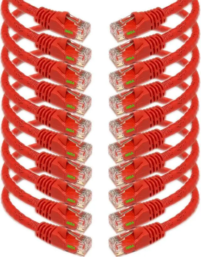 Main image of iMBAPrice® - 3ft Cat5e Network Ethernet Patch Cable (10 Pack) - Red