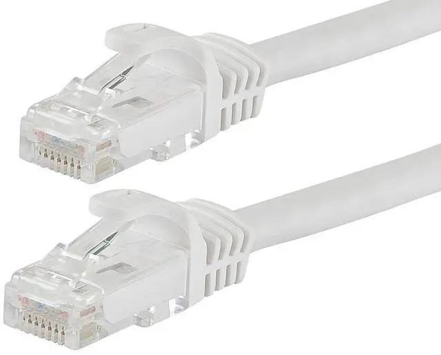Main image of Monoprice Cat5e Ethernet Patch Cable - Snagless RJ45, Stranded, 350Mhz, UTP, 24AWG, 7 Feet, White - Flexboot Series