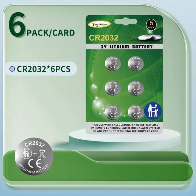 Alt view image 2 of 7 - Toyohira CR2032 Battery 3V Lithium Coin Battery 6 Pack High Capacity Airtag Key Fob Watch Motherborad Batteries Replacement Long Lasting Leak-Free CR2032