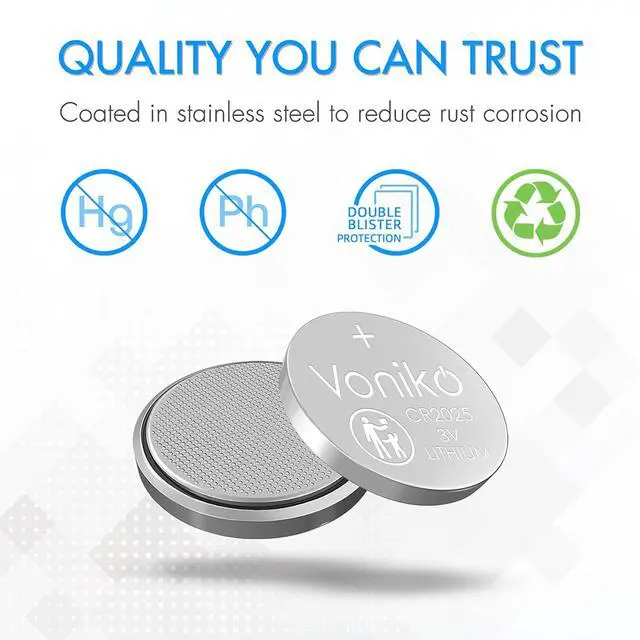 Alt view image 5 of 7 - Voniko CR2025 3V Lithium Batteries 6 Pack for Child Safety, Compatible with Remotes, Key Fobs, Watches, Calculators - 7 Years Shelf Life