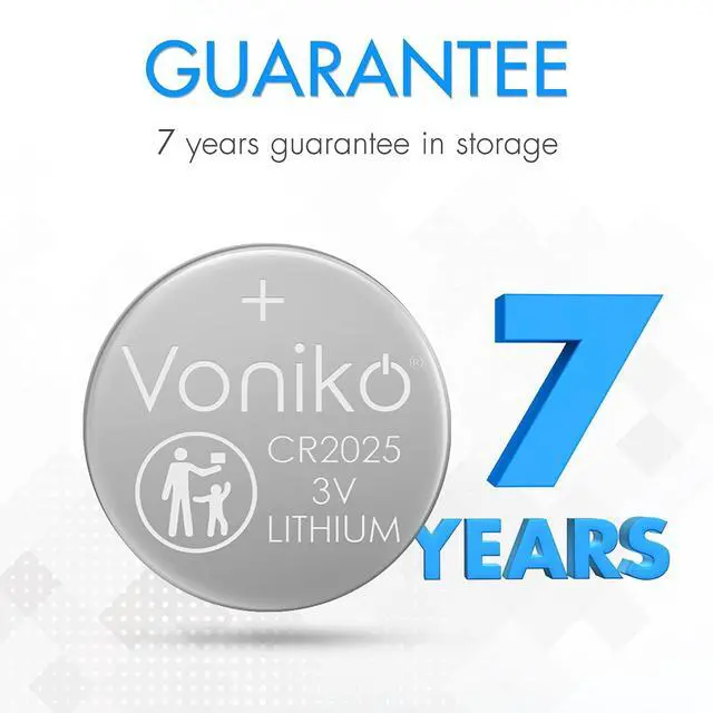 Alt view image 6 of 7 - Voniko CR2025 3V Lithium Batteries 6 Pack for Child Safety, Compatible with Remotes, Key Fobs, Watches, Calculators - 7 Years Shelf Life