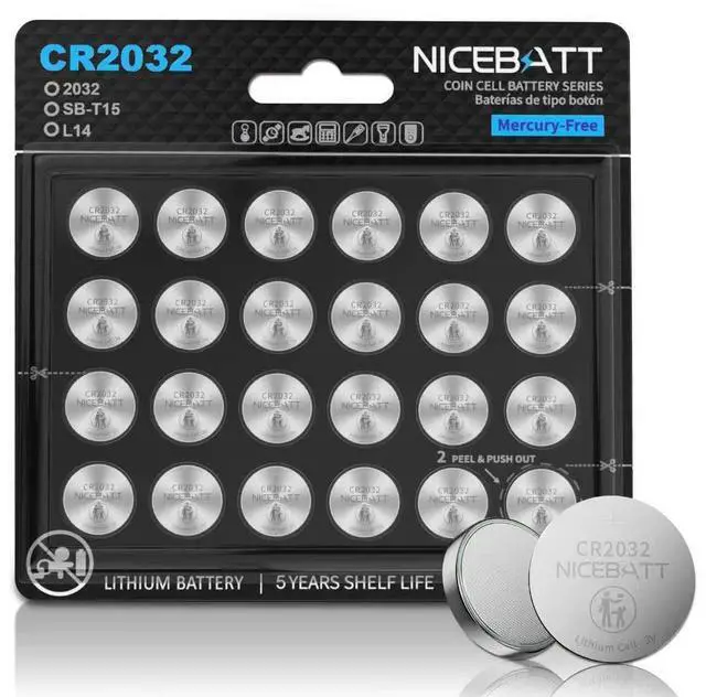 Main image of NICEBATT CR2032 Batteries 24 Pack, Long Lasting Power for AirTag, Car Remote Key Fob, 3V Lithium Coin Cell Cr 2032 Battery