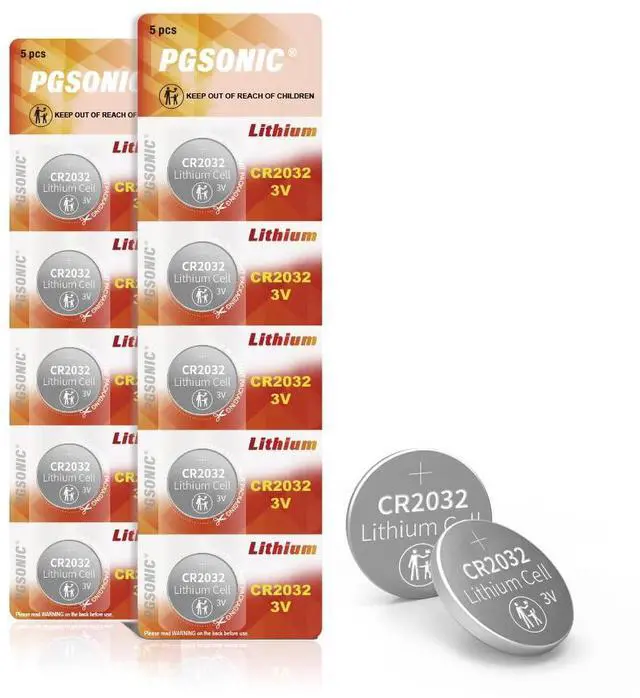 Main image of PGSONIC CR2032 3V Lithium Battery (10pcs), Compatible with AirTag, Key Fobs, Smart Sensors, Scales, Candles and More