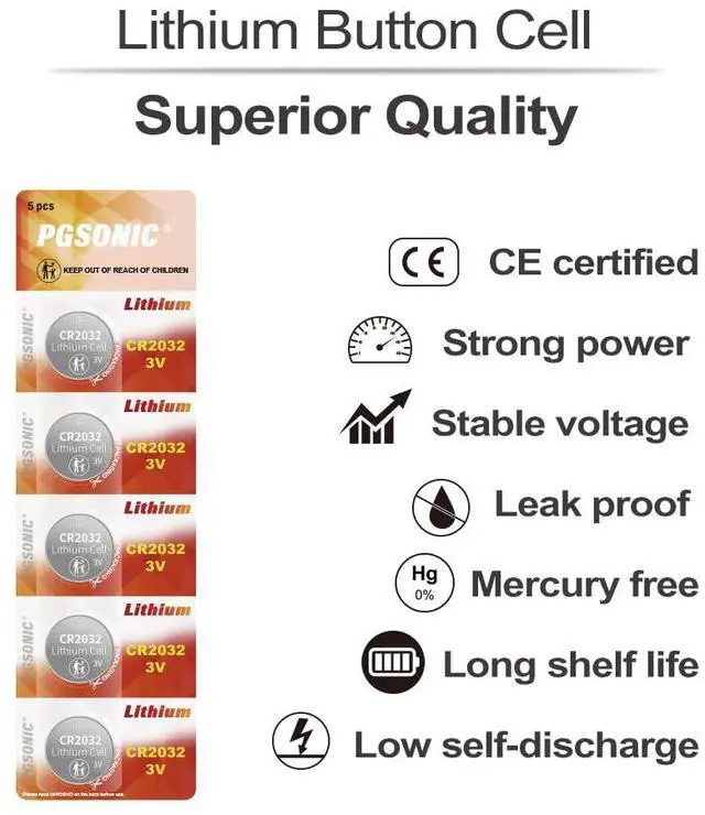 Alt view image 2 of 3 - PGSONIC CR2032 3V Lithium Battery (10pcs), Compatible with AirTag, Key Fobs, Smart Sensors, Scales, Candles and More