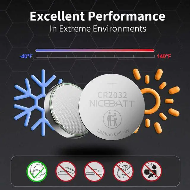 Alt view image 6 of 7 - NICEBATT CR2032 Batteries 24 Pack, Long Lasting Power for AirTag, Car Remote Key Fob, 3V Lithium Coin Cell Cr 2032 Battery