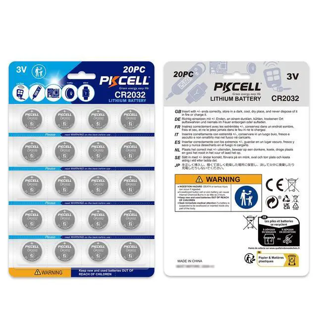 Alt view image 7 of 7 - PKCELL CR2032 Batteries 20-Pack 2032 Battery CR2032 Lithium 3V Coin Battery