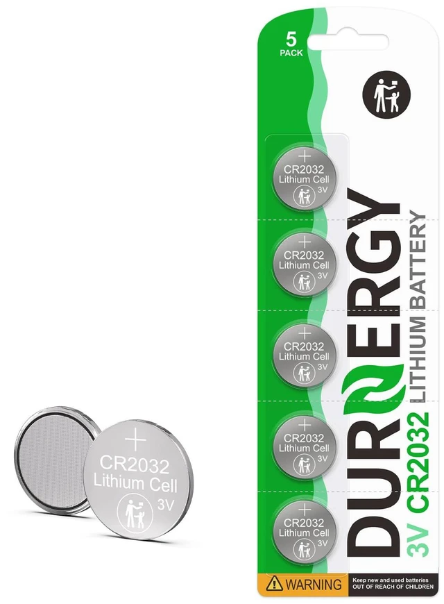 Main image of DURNERGY CR2032 Batteries 5 Pack, 2032 Battery CR2032 Lithium 3V Long-Lasting & High Capacity Leak-Proof Low Self-Discharge for Car Key Fob, Apple AirTag, glucometer,Watch
