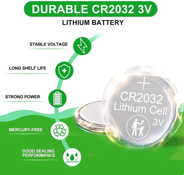 Alt view image 2 of 7 - DURNERGY CR2032 Batteries 5 Pack, 2032 Battery CR2032 Lithium 3V Long-Lasting & High Capacity Leak-Proof Low Self-Discharge for Car Key Fob, Apple AirTag, glucometer,Watch