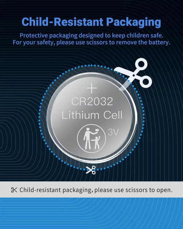 Alt view image 6 of 7 - EBL CR2032 Batteries 3V Coin Battery 20 Pack, Child Safety, Leak-Proof