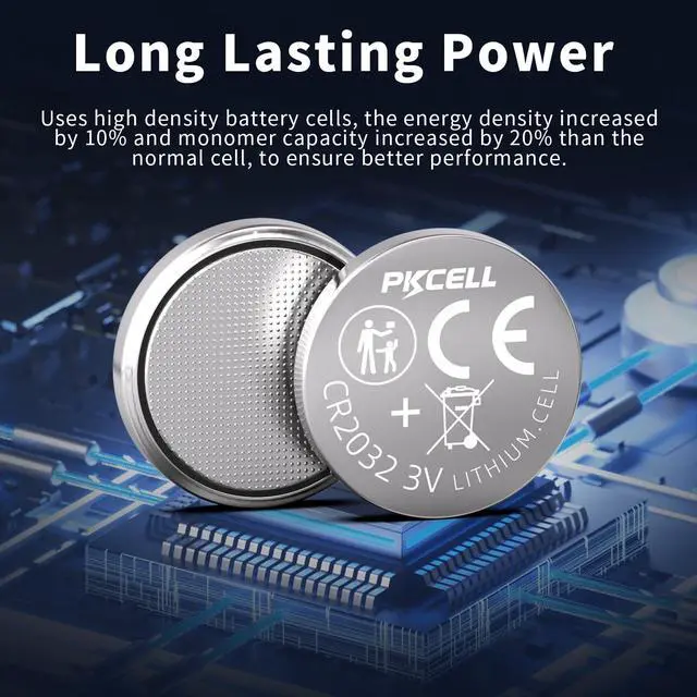 Alt view image 3 of 7 - PKCELL CR2032 Batteries 8 Pack 2032 Battery CR2032 Lithium 3V Coin Battery