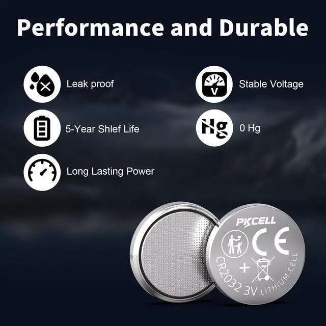Alt view image 4 of 7 - PKCELL CR2032 Batteries 8 Pack 2032 Battery CR2032 Lithium 3V Coin Battery