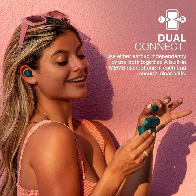 Alt view image 5 of 7 - JLab Go Air Pop+, True Wireless Earbuds, Bluetooth Earbuds with Microphone, Dual Connect, USB-C Charging Case, Teal