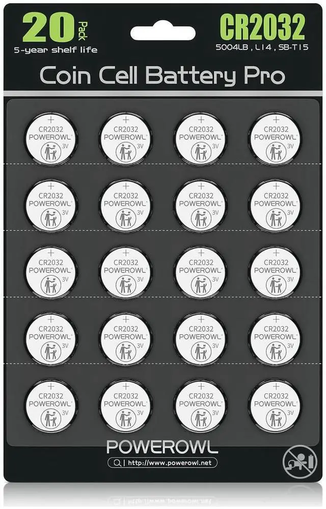 Main image of POWEROWL High Capacity CR2032 Battery (20-Pack) 3v Lithium Batteries, Leak-Free, Long Lasting Cr 2032