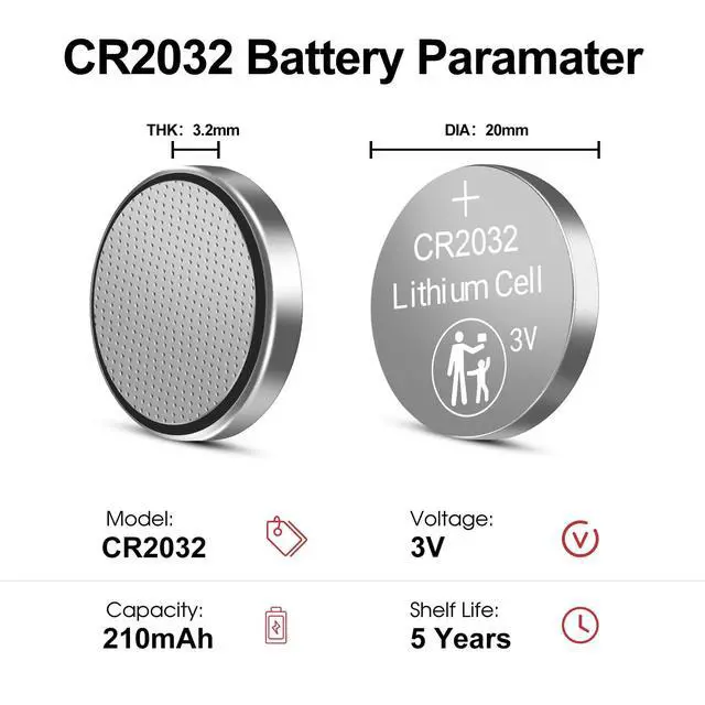 Alt view image 2 of 7 - PKNOVA CR2032 3V Lithium Battery, 20 Pack, 2032 3V Button Cell Batteries, CR 2032 Lithium Coin Battery for Watches, Calculators, Car Remote, Key Fob