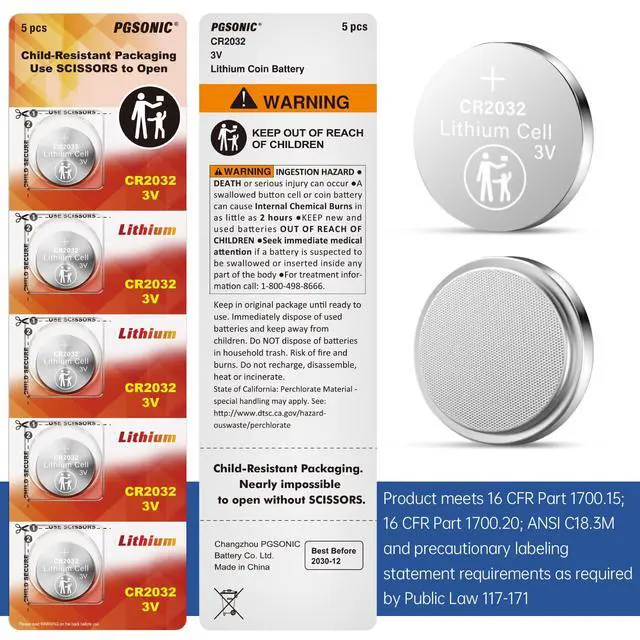 Alt view image 4 of 5 - PGSONIC CR2032 3V Lithium Coin Battery (20pcs)