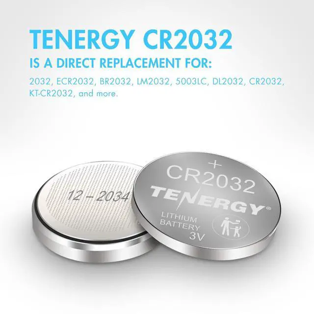 Alt view image 5 of 7 - Tenergy 3V CR2032 Batteries, Lithium Button Coin Cell 2032 Battery, Compatible with AirTags, Key FOBs, Calculators, Coin Counters, Watches, Heart Rate Monitors, Glucometer, and More, 10 Count