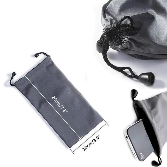 Alt view image 2 of 2 - AKOAK Microfiber Waterproof Drawstring Pouch,Soft Storage Bag for Cell Phones Power Bank and More,Grey,Pack of 6