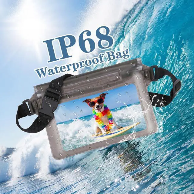 Alt view image 4 of 7 - DOPENSPI 2PCS Waterproof Fanny Pack, Waterproof Bag for Beach Waterproof Pouch for Phone Passport Purse Floating Dry Bag with Adjustable Waist Strap for Beach Kayaking Boating