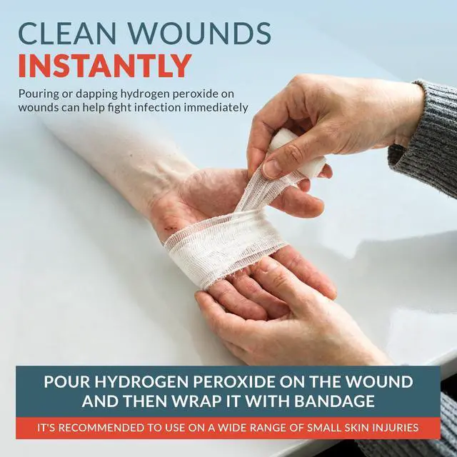 Alt view image 2 of 7 - Epic Medical Supply Hydrogen Peroxide 32 oz. First Aid Antiseptic and Multipurpose Cleaner, 3% USP, Topical Wash for Minor Cuts, Scrapes, Insect Bites, and Skin Irritations. (1)