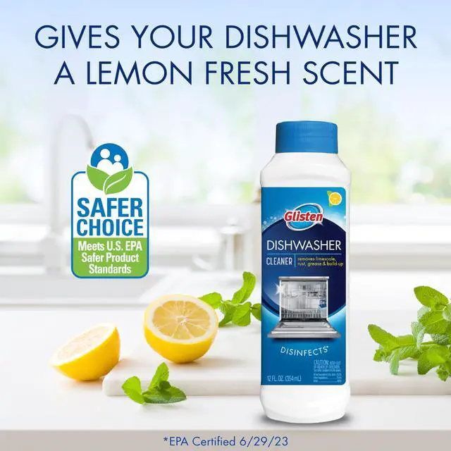 Alt view image 5 of 7 - Glisten Dishwasher Cleaner, Removes Limescale, Rust, Grease & Build-Up, Disinfects, Lemon Scent, 12 fl oz