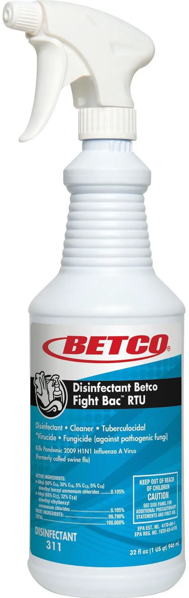 Alt view image 3 of 3 - Betco FIGHT BAC RTU Disinfectant Cleaner, Citrus Floral, 32 oz. Bottle, 12/Carton (3111200)