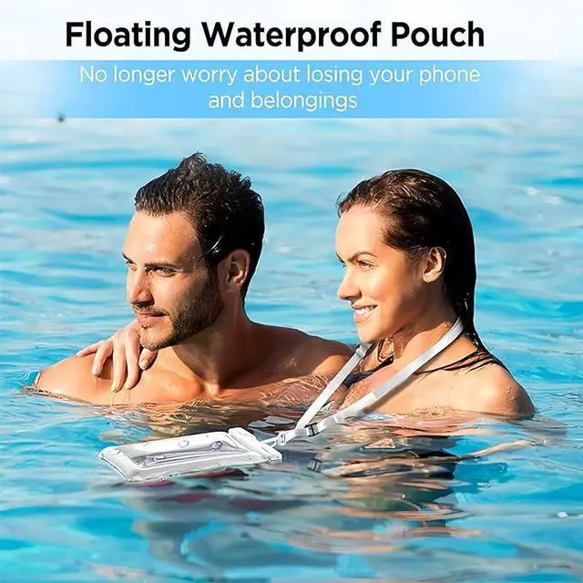 Alt view image 2 of 5 - IPX8 Waterproof Phone case, Floating Waterproof Phone Pouch with Adjustable Lanyard & Airbag Heavy-Duty Protection, 7.2" Clear Cellphone Dry Bags for Vacation Beach Pool Cruise Travel Essentials-Blue