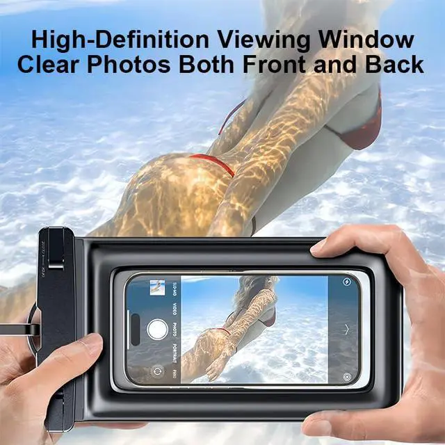 Alt view image 4 of 5 - IPX8 Waterproof Phone case, Floating Waterproof Phone Pouch with Adjustable Lanyard & Airbag Heavy-Duty Protection, 7.2" Clear Cellphone Dry Bags for Vacation Beach Pool Cruise Travel Essentials-Blue