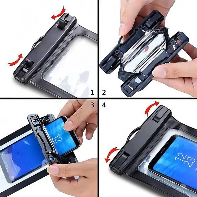 Alt view image 5 of 5 - IPX8 Waterproof Phone case, Floating Waterproof Phone Pouch with Adjustable Lanyard & Airbag Heavy-Duty Protection, 7.2" Clear Cellphone Dry Bags for Vacation Beach Pool Cruise Travel Essentials-Blue